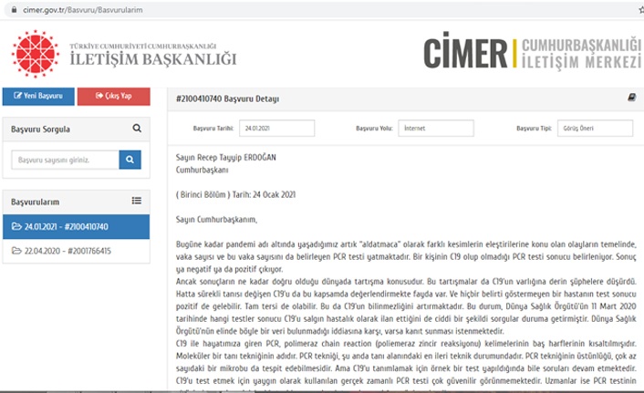 Cumhurbaşkanına PCR Testinin Yalan Olduğu Anlatıldı.