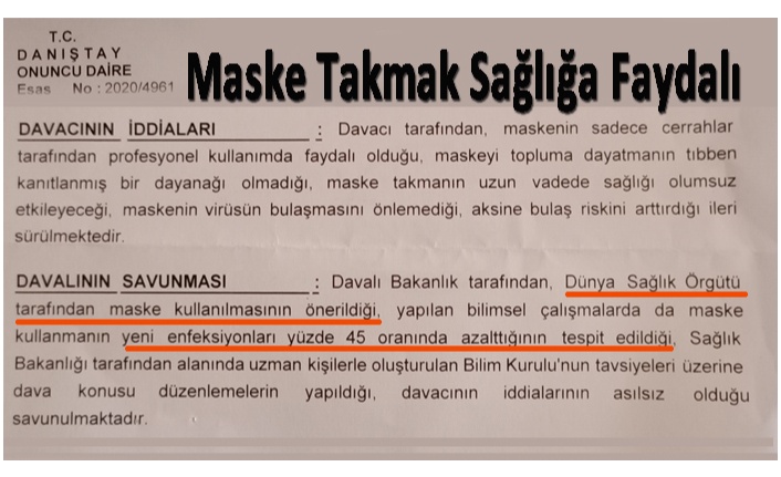 DANIŞTAY KARAR VERDİ: MASKE TAKMAK FAYDALI